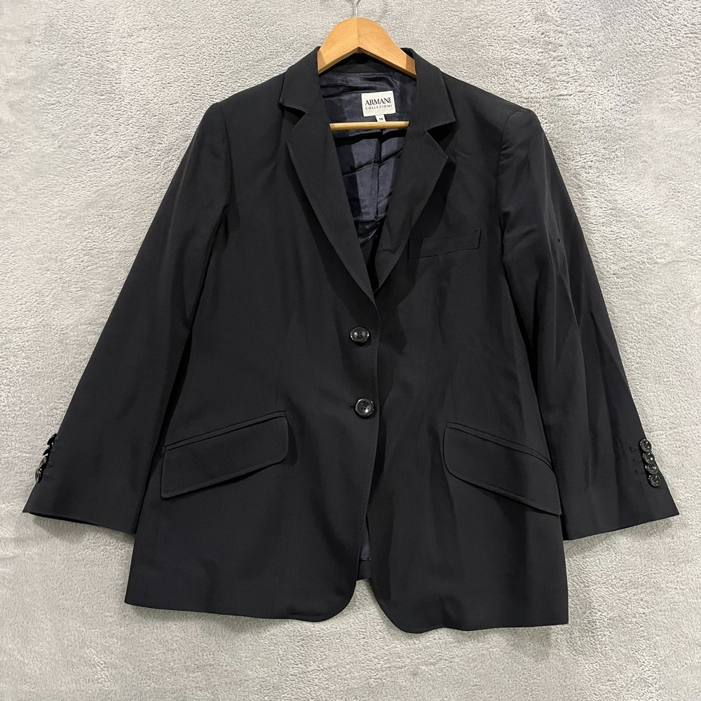 Armani Collezioni Blazer Womens 16 Jacket Wool Academia Career Office Preppy
